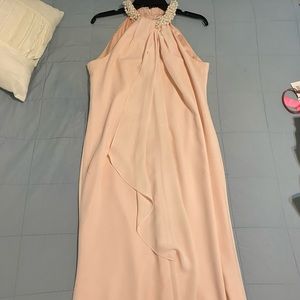 Calvin Klein Pearl Halter neck Ruffle Gown